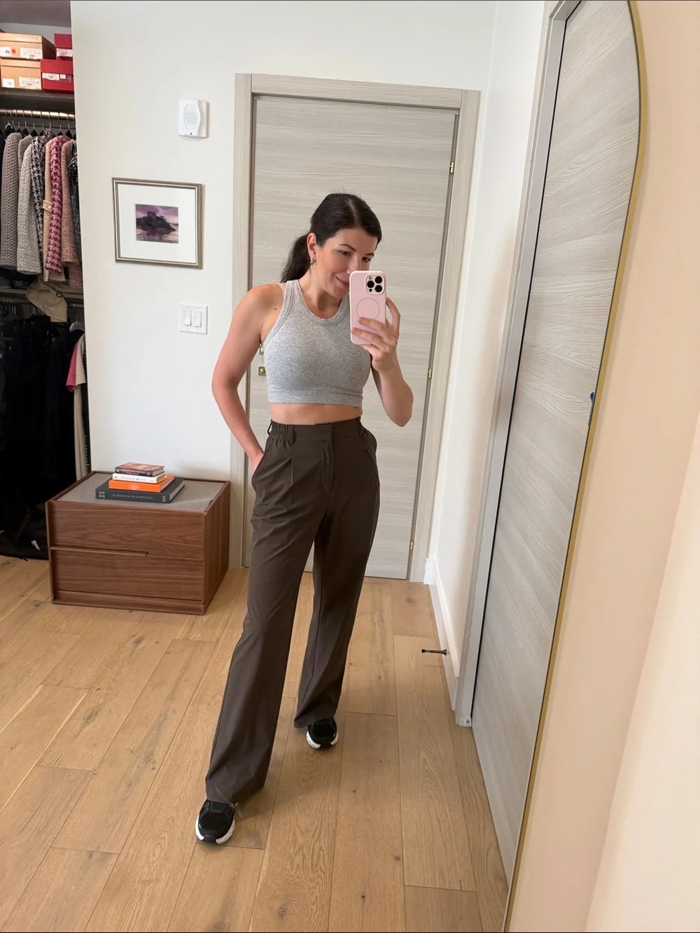 Alo Yoga High-Waist Wide Leg Trouser Pants – Brown